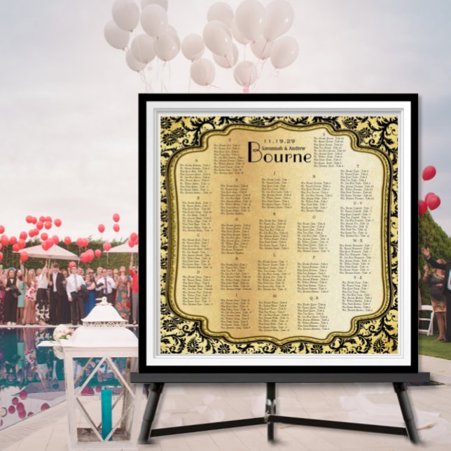 Poster Gráfico Dourado e preto de lugares para Casamentos (Criador carregado)