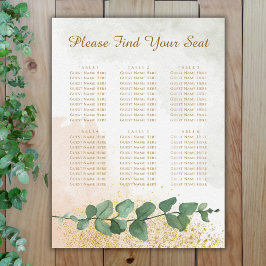 Poster Gráfico Dourado e Verde de Casamento Elegante