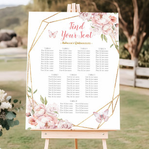Poster Gráfico Dourado Elegante de Quinceañera Floral