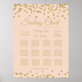 Póster Gráfico Dourado Faux Glitter Confetti Blush