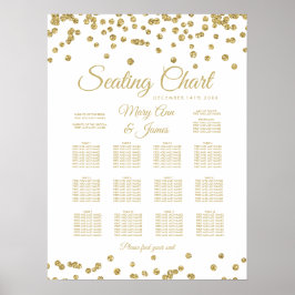 Póster Gráfico Dourado Faux Glitter Confetti Branco