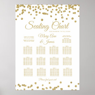 Póster Gráfico Dourado Faux Glitter Confetti Branco