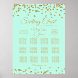 Póster Gráfico Dourado Faux Glitter Confetti Mint