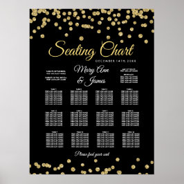 Póster Gráfico Dourado Faux Glitter Confetti Preto