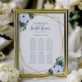 Poster Gráfico Dourado Floral de Chá de panela Dusty Blue