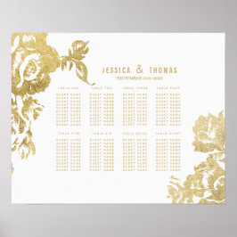 Poster Gráfico Dourado Floral Elegante