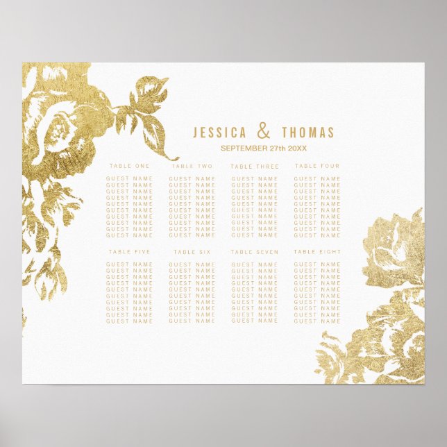 Poster Gráfico Dourado Floral Elegante (Frente)