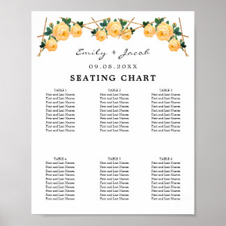 Poster Gráfico Dourado Geométrico Laranja Floral Wed 60