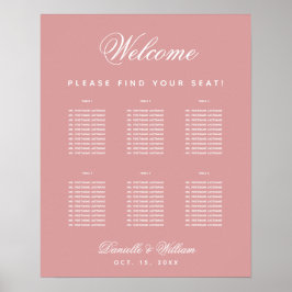 Poster Gráfico Dusty Rosa Casamento 6 Mesa Rosa Sentado