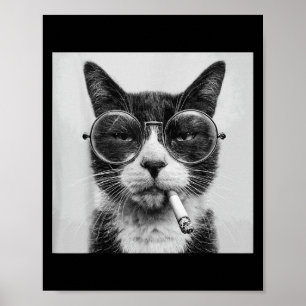 Poster Gráfico Engraçado Gato Fumando Adulto Engraçado _1