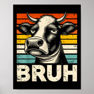 Poster Gráfico Engraçado Meme Cow Bruh Para Rapazes Menin