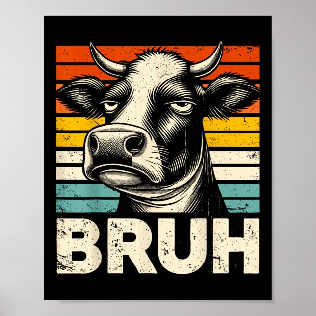 Poster Gráfico Engraçado Meme Cow Bruh Para Rapazes Menin (Frente)