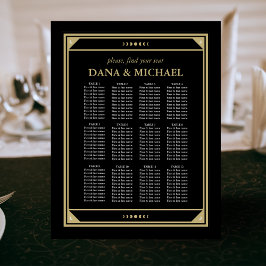 Poster Gráfico F de Assentos Dourados de Casamento Negra 