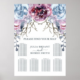 Poster Gráfico Floral de Assentos de Neve casamento no in