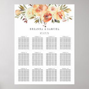 Poster Gráfico Floral de Casamento de Dream Peach