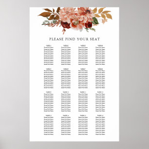 Poster Gráfico Floral Floral de Casamento de Queda