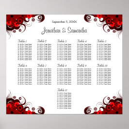 Póster Gráfico Floral Vermelho e Branco 11 Mesas de Casam