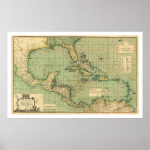 Póster Gráfico Geral das Índias Ocidentais por Speer 1796