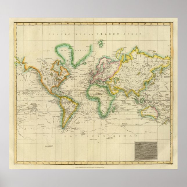 Póster Gráfico hidrográfico do Mundo (Frente)