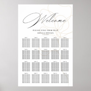 Poster Gráfico ilustrado de assentos de flores desenhada