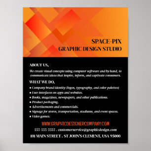 Poster Gráfico Laranja, Anúncio do Designer Gráfico