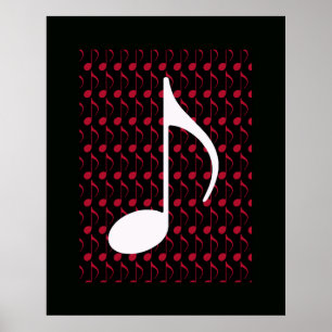 Póster gráfico legal de nota musical branca