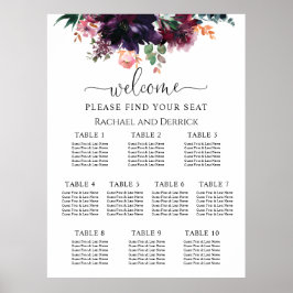 Poster Gráfico Luxuoso de Casamento Floral Profundo