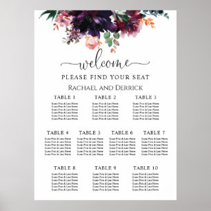 Poster Gráfico Luxuoso de Casamento Floral Profundo