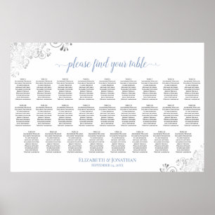 Poster Gráfico Mesa de Casamento Branco e Azul 26