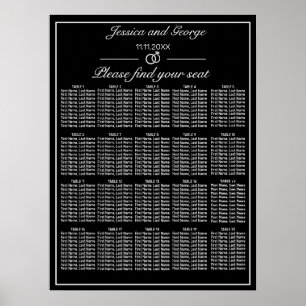 Poster Gráfico mínimo moderno de lugares negros 20 Mesas