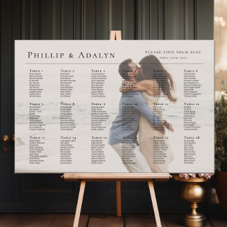 Poster Gráfico moderno de casamento de fotos, 18 mesas