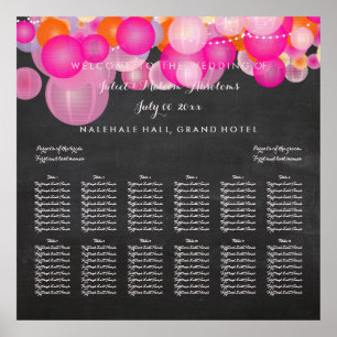 Poster Gráfico PixDezines Rosa/Laranja/Lanternas/assento