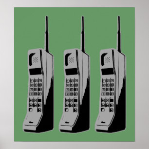 Poster Gráfico retro do telefone móvel