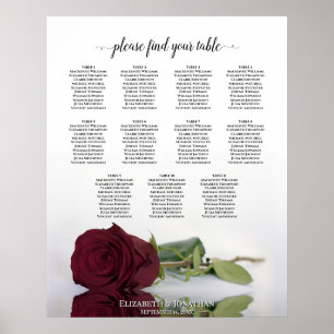 Poster Gráfico Romântico de Assentos de Mesa Rosa 11