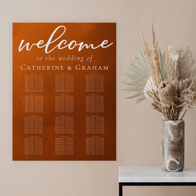 Poster Gráfico Rustic Burnt Orange Autumn Seating Chart (Criador carregado)