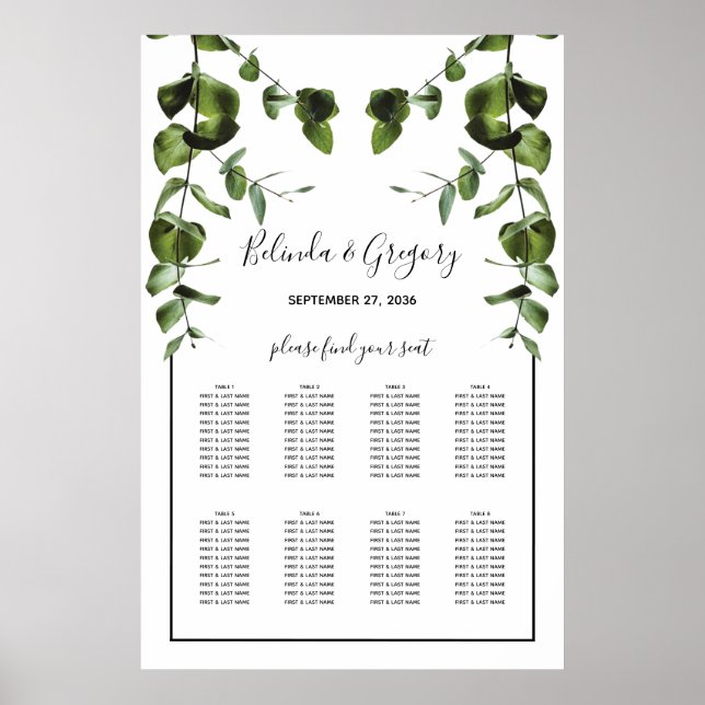 Poster Gráfico Rustic Eucalyptus Senta Casamentos (Frente)