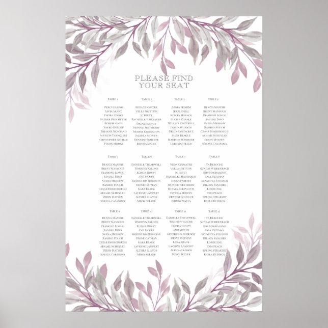 Poster Gráfico Rustic Summer Wedding Seating (Frente)