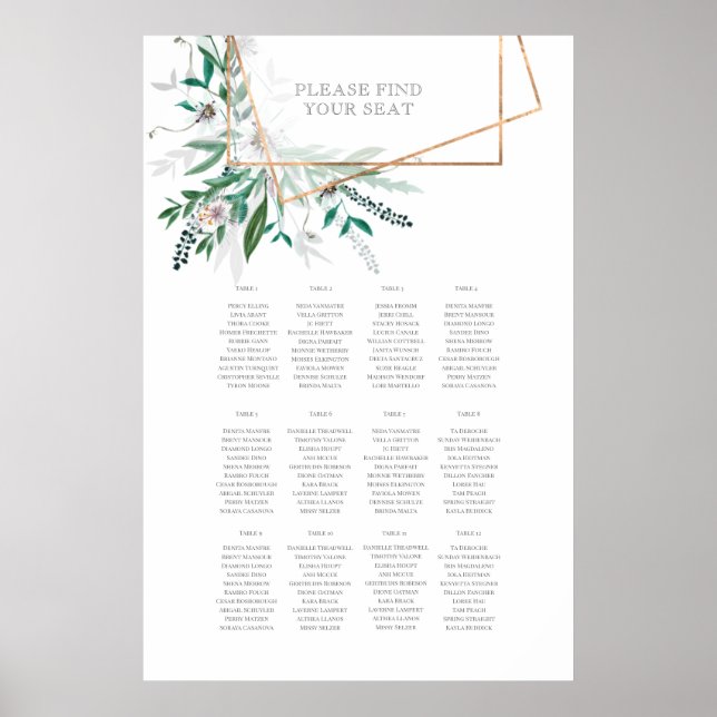 Poster Gráfico Rustic Summer Wedding Seating (Frente)