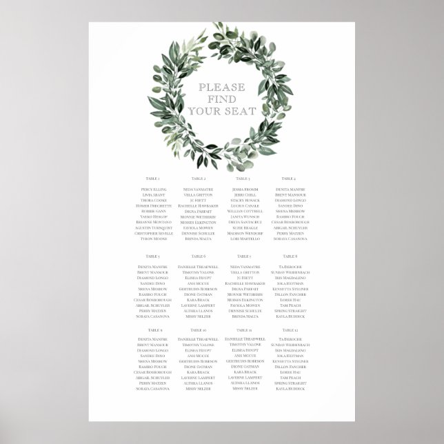 Poster Gráfico Rustic Summer Wedding Seating (Frente)