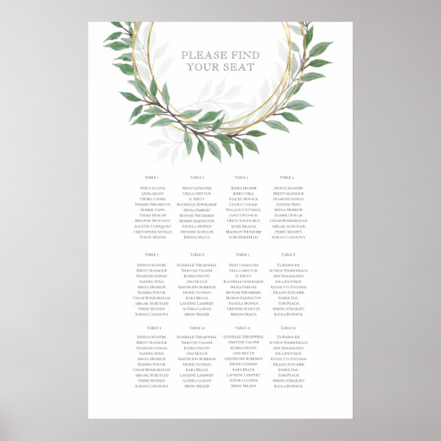 Poster Gráfico Rustic Summer Wedding Seating (Frente)