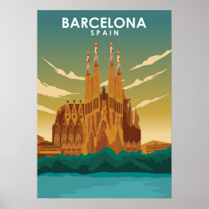 Poster Gráfico Sagrada Família da Espanha de Barcelona