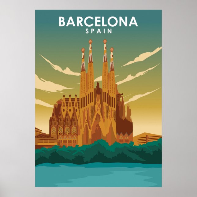 Poster Gráfico Sagrada Família da Espanha de Barcelona (Frente)