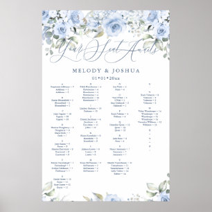 Poster Gráfico Sentado Alfa Rosas Azul Dusty