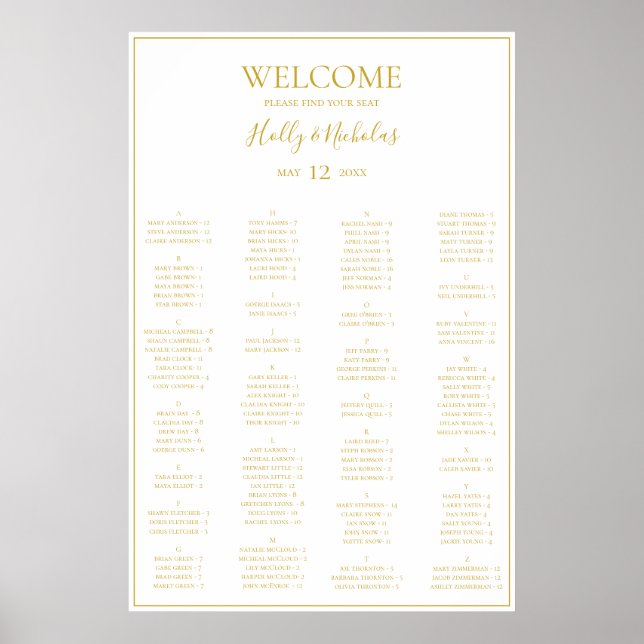 Poster Gráfico Sentado Alfabético Branco Simples de Natal (Frente)