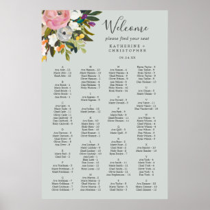 Poster Gráfico Sentado Alfabético Floral Pintado