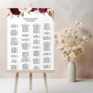 Poster Gráfico Sentado Alfabético Floral Verde Borgonha