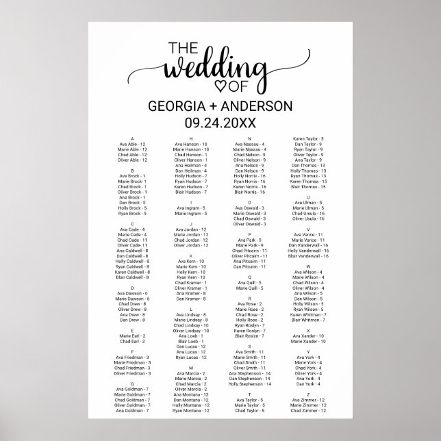 Póster Gráfico Sentado Alfabético Preto Simples (Frente)