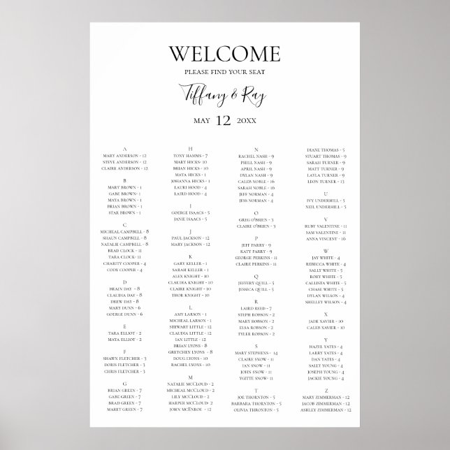 Poster Gráfico Sentado Alfabético Simples Elegante (Frente)