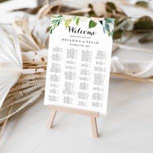 Poster Gráfico Sentado Alfabético Verde Floral Simples