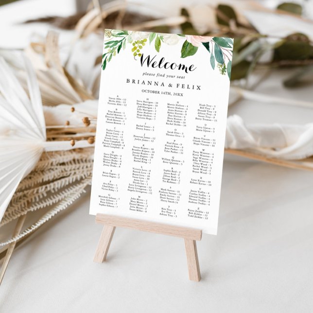 Poster Gráfico Sentado Alfabético Verde Floral Simples (Criador carregado)